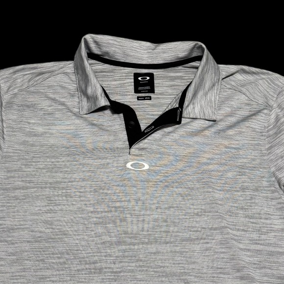 Oakley Center Logo Heather Gray Athletic Regular Fit Polo Shirt Men's Large‎ - Picture 2 of 8